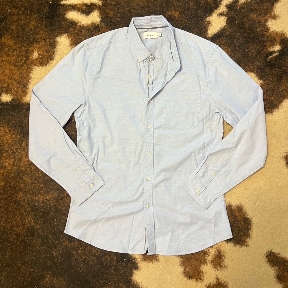 Topman Blue Casual Button Down Shirt